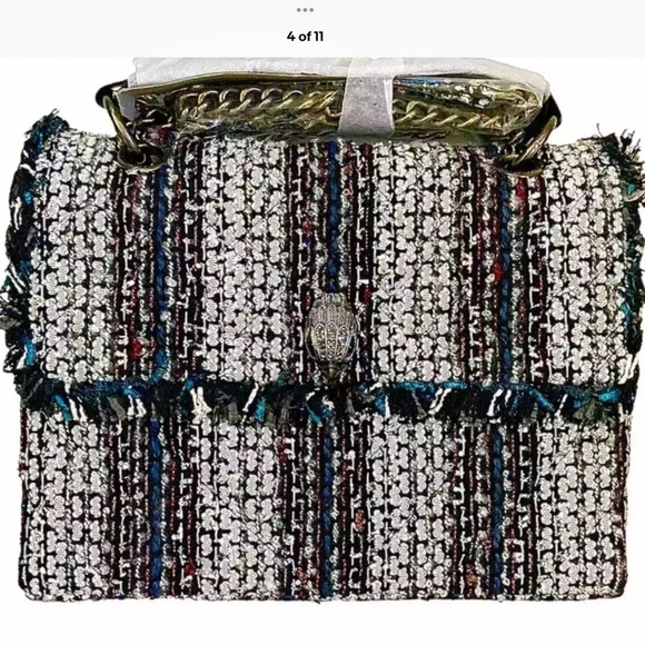 Kurt Geiger Bags Kurt Geiger Kensington Tweed Large Top Handle Crossbody Chain Flap Purse